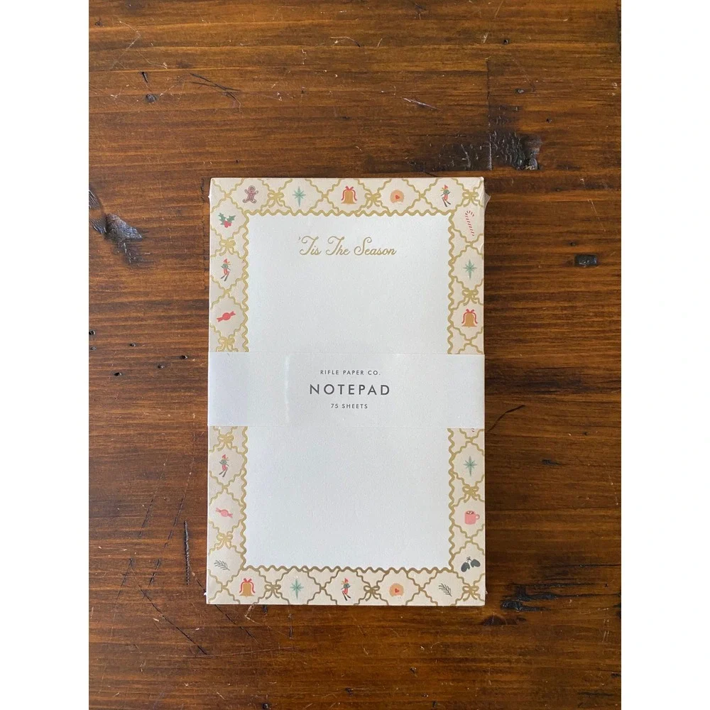 Rifle Paper Co Tis The Season Holiday Notepad 75 Sheets Gold Foil‎ NPX005 NEW